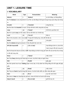 Leisure Time Vocabulary & Grammar: English Learning