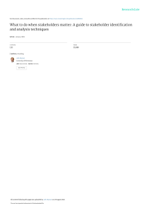 Stakeholder Identification & Analysis: A Guide for Managers (2004)