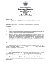 LAC Session Narrative Report: K-12 Lesson Preparation
