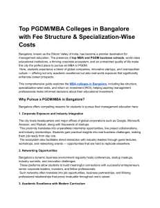 Top MBA/PGDM Colleges in Bangalore: Fees & ROI Guide