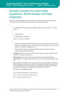 IGCSE/O Level Business Studies: Exam Sample Answers