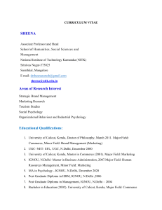 Sheena's CV: Marketing, Tourism, & Social Psychology Research