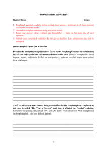 Islamic Studies Worksheet: Prophet's Early Life in Makkah