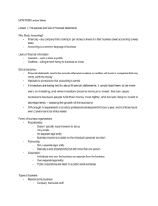 Financial Statements: Purpose & Use - MOS1023B Lecture Notes
