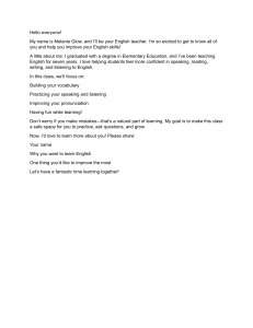 English Class Introduction: Melanie Glow