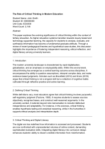 Critical Thinking in Modern Education: Essay