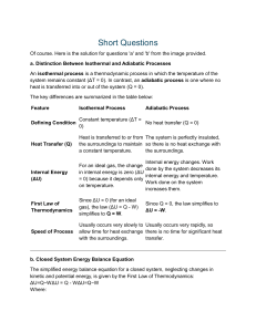Thermodynamics: Isothermal, Adiabatic Processes & Energy Balance