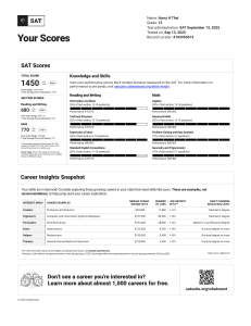 Harry H Thai SAT Score Report: 1450 Total, 2025 Results & Career Insights
