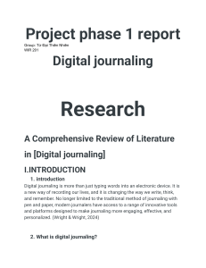 Digital Journaling: A Comprehensive Literature Review
