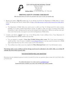 Driving Safety Course Checklist