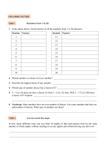 Exploring Factors: Numbers 1-20 Worksheet & Apple Sharing Task