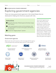 Government Agencies Worksheet: Exploring Roles & Risks