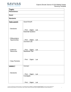 Savvas Elevate Science Middle School Lesson Planning Template