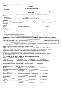 English Language Test 3: Listening, Lexico-Grammar, Reading Skills