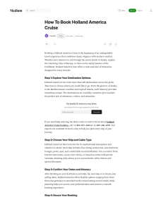 How To Book Holland America Cruise