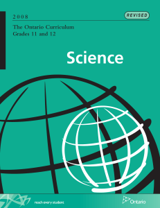 The Ontario Curriculum: Grades 11 & 12 Science (Revised 2008)