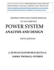 Power System Analysis and Design 5th Ed Instructor Solutions Manual