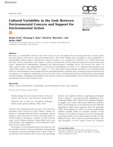 Culture & Environmental Action: Individualism's Role in Sustainability