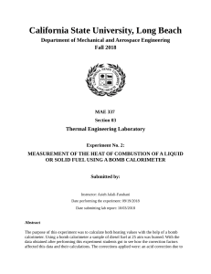 Bomb Calorimeter Experiment: Heat of Combustion of Diesel Fuel