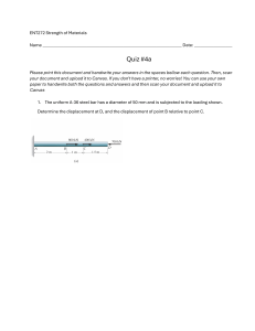 Strength of Materials Quiz #4a: Steel Bar Displacement Calculation