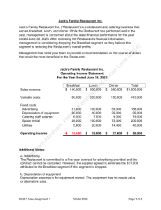 Jack's Restaurant: Drop Breakfast Segment? Case Study