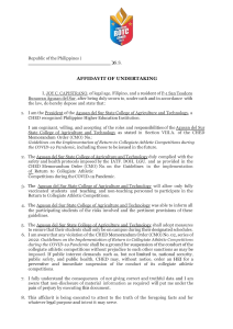 Affidavit: Collegiate Athletics & COVID-19 Safety