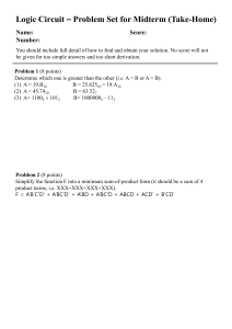 Logic Circuit Problem Set: Digital Logic Design