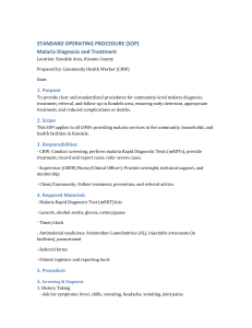 Malaria Diagnosis & Treatment SOP - Kondele, Kenya