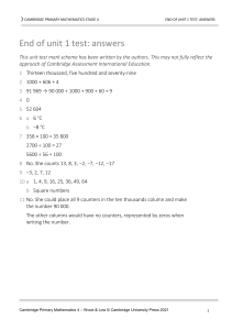Cambridge Primary Mathematics Stage 4: End of Unit Test Answers
