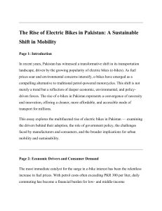 Electric Bikes in Pakistan: Sustainable Mobility, Economic & Policy Impact