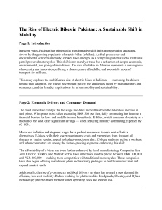 The Rise of Electric Bikes in Pakistan: Sustainable Mobility Shift
