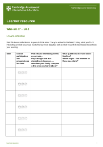 Cambridge Lower Secondary Lesson Reflection: Who am I? L8.3