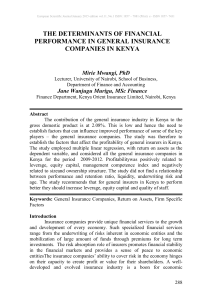 Financial Performance Determinants in Kenyan General Insurance