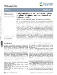 Cu(I)/L/TEMPO System for Aerobic Alcohol Oxidation