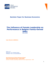 Female Leadership & Performance in Belgian SMEs