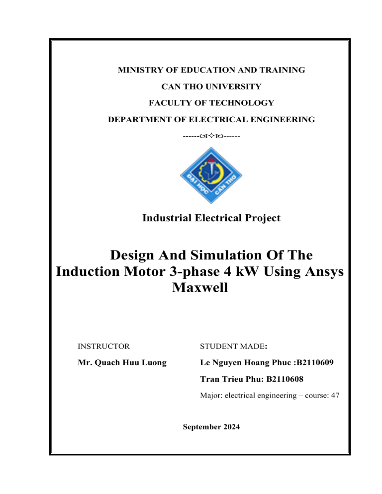 Design and Simulation of 3-Phase 4kW Induction Motor Using Ansys Maxwell