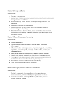 Organizational Behavior & Management: Groups, Leadership, Motivation Topics