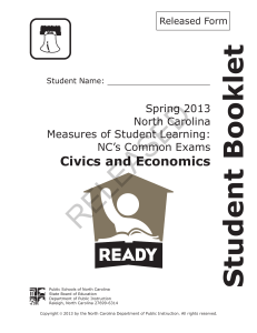North Carolina Civics & Economics Common Exam - Spring 2013 Released Form