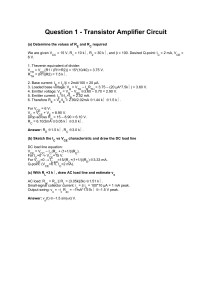 Transistor Amplifier Circuit Analysis: Q-point, DC & AC Load Line