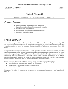 CSE 587 Data Intensive Computing Project Phase 1 Guidelines - Fall 2024