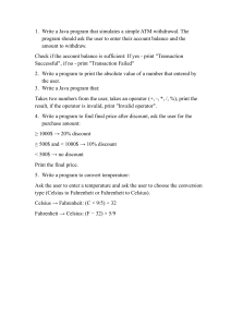 Java Programming Exercises: ATM, Calculator, Discounts, Temperature