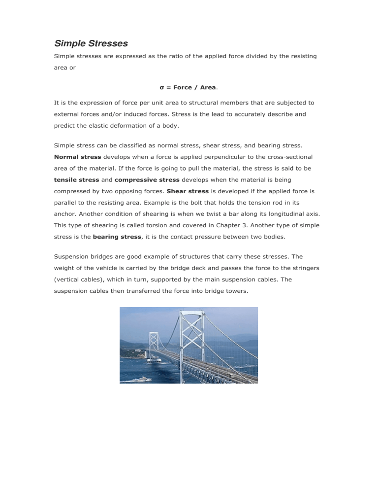 Simple Stress Problem Simple Stresses: Normal, Shear, Bearing - Solved Problems