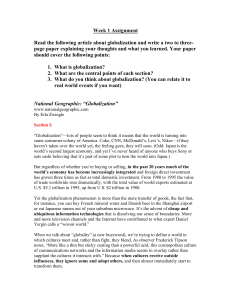 Globalization Assignment: Definition, Impact, and Reflections