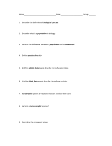 Biology & Ecology Concepts Quiz: Species, Populations, Energy Pyramids
