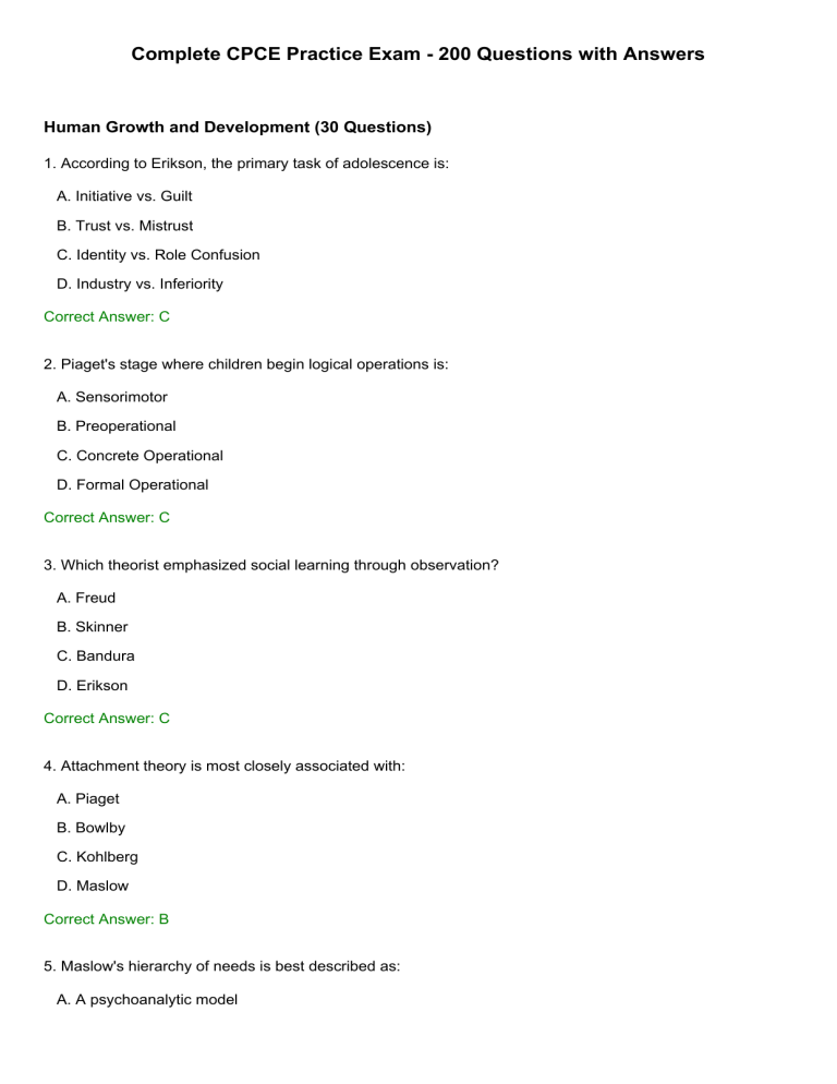 CPCE Practice Exam: 200 Questions & Answers