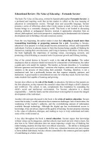 Educational Review: Fernando Savater's The Value of Educating
