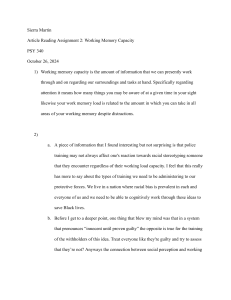 Working Memory Capacity: Article Reading Assignment