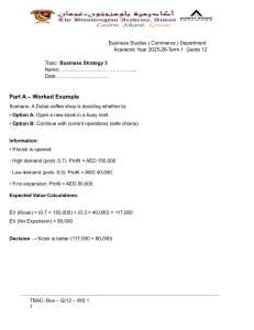 Business Strategy: Expected Value Worksheet - Grade 12