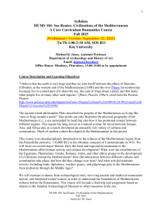 HUMS 104: Sea Routes - Mediterranean Civilizations Syllabus, Ko&ccedil; University