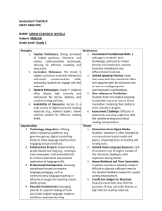 Grade 5 English SWOT Analysis: Strengths, Weaknesses, Opportunities